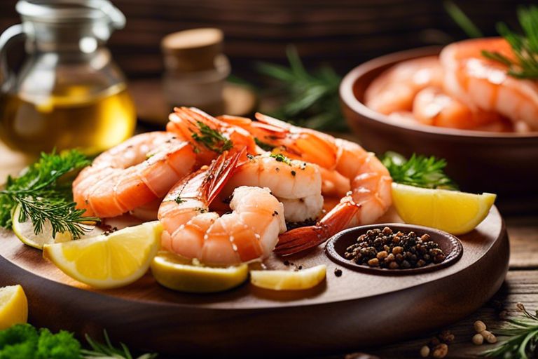 How do you properly season and cook seafood like shrimp or salmon